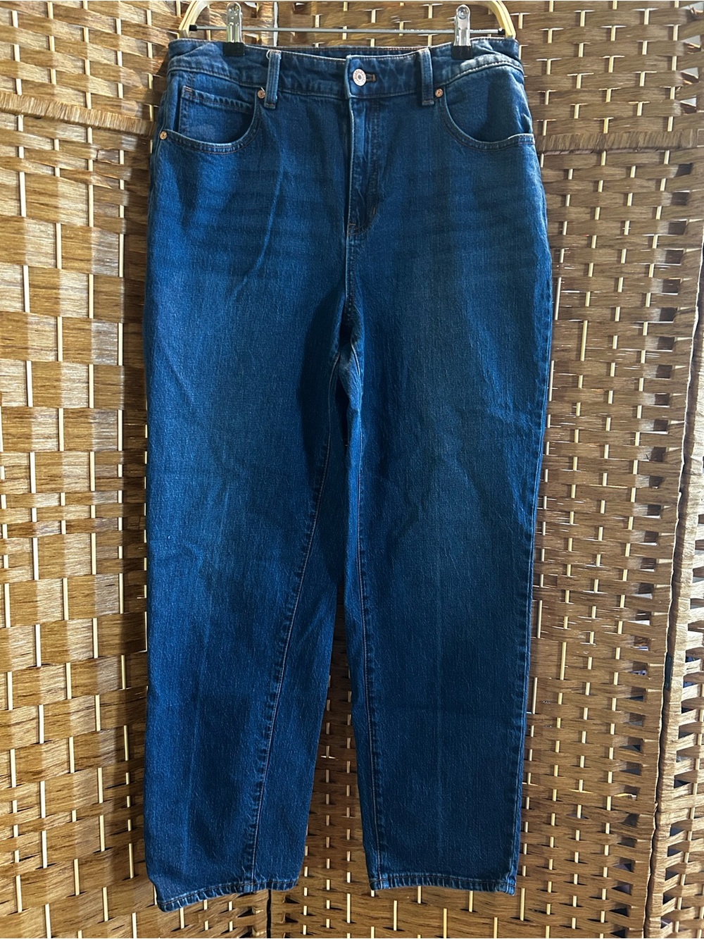 Talbots High Waist Relaxed Jeans Size 8 Dark Wash Straight Leg Stretch Denim